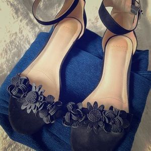 Eloquii Black Satin Woven Flats Slides Dressy Sandals New in Box Size 9 W